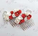 Small Red Floral Comb