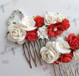 Small Red Floral Comb