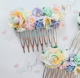 Pastel Rainbow Floral Comb