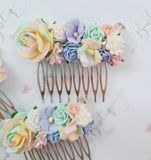 Pastel Rainbow Floral Comb