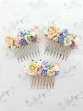 Pastel Rainbow Floral Comb