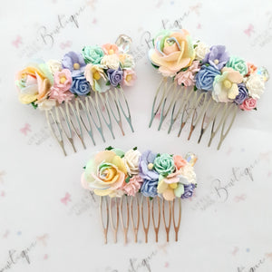 Pastel Rainbow Floral Comb