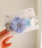 Blue Floral Felt Headband