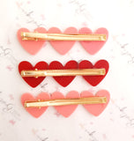 Three hearts Intertwined  hairclip - 2 colours