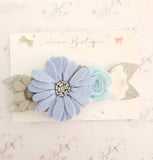 Blue Floral Felt Headband