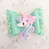 Minty Swirls unicorn bow