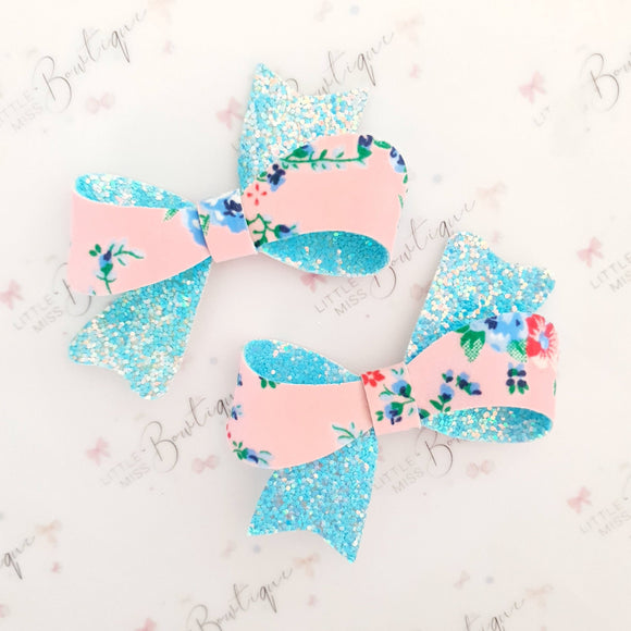 Blue Floral Sophia Bow