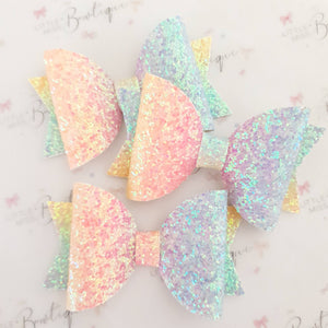 Pastel Rainbow Glitter Bow