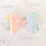 Pastel Rainbow Glitter Bow