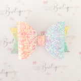 Pastel Rainbow Glitter Bow