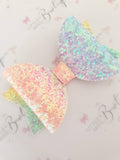 Pastel Rainbow Glitter Bow