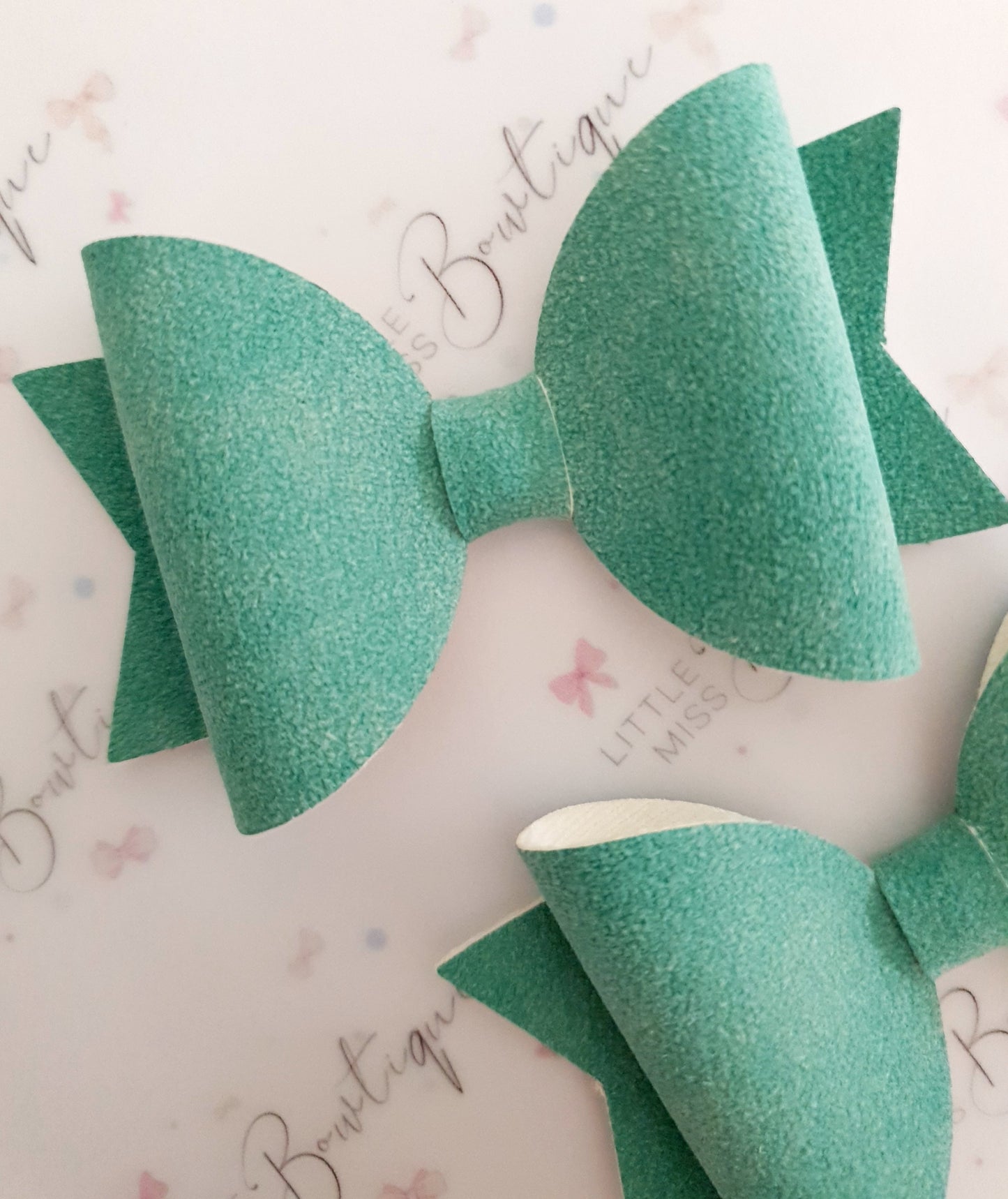Jade Green Suede Bow