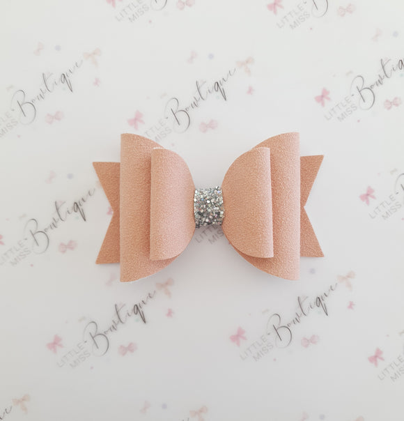 Suede Dusty Pink Double Bow