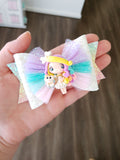 Rainbow Unicorn Girl Bow