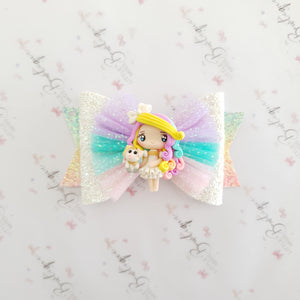Rainbow Unicorn Girl Bow