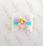 Rainbow Unicorn Girl Bow