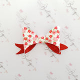 Red Spring Floral Glitter Bow