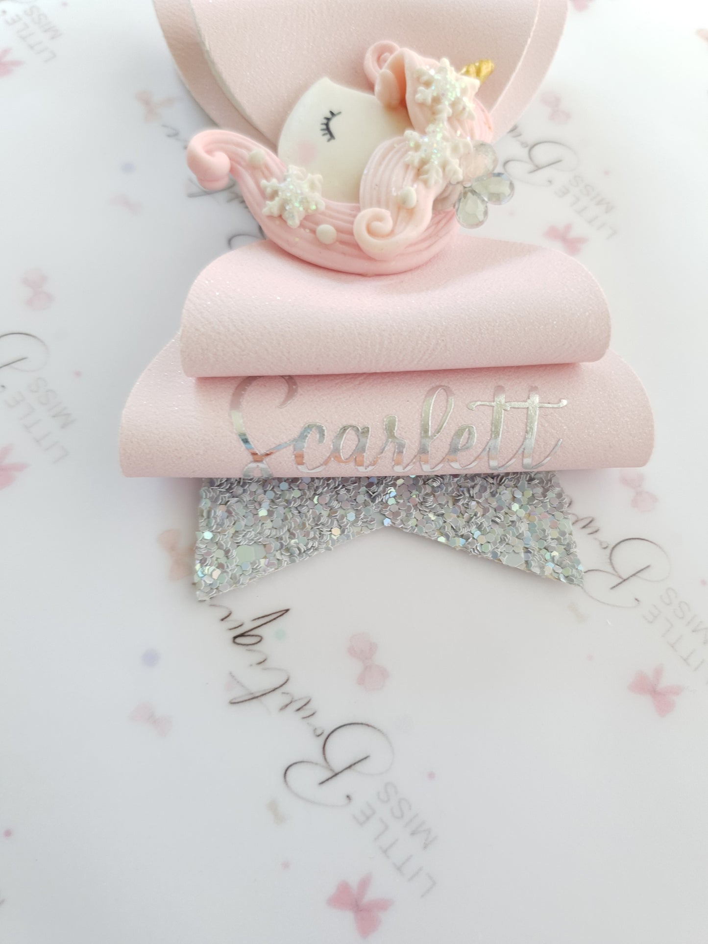 Pink Personalised Unicorn bow