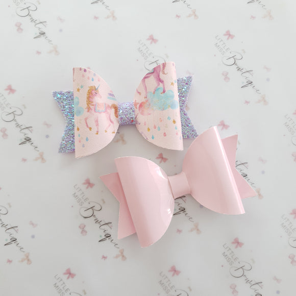 Pink Unicorn Bow Set