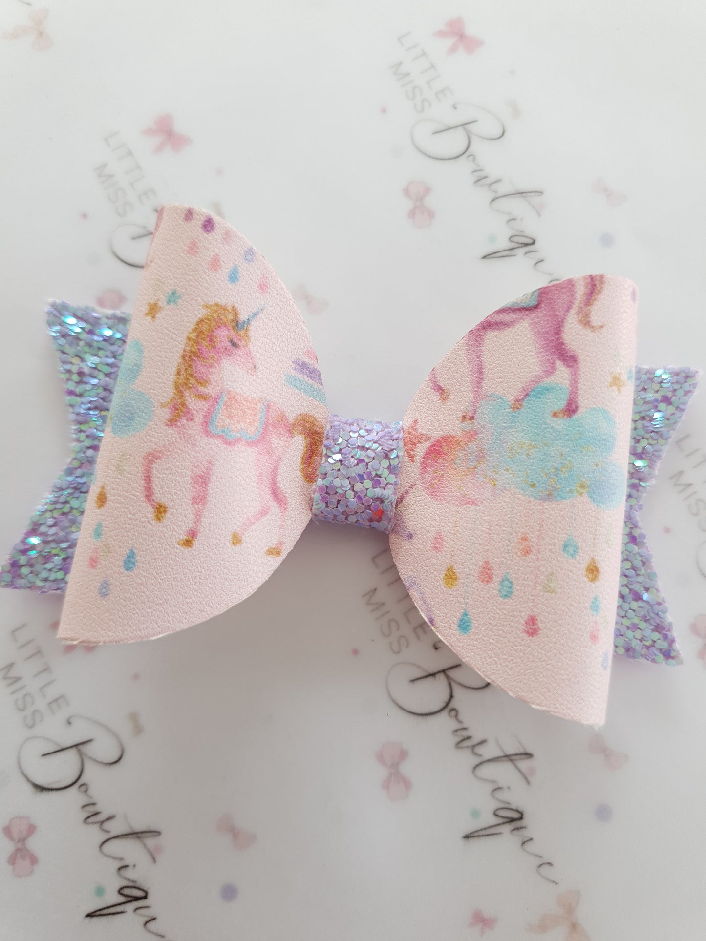 Pink Unicorn Bow Set