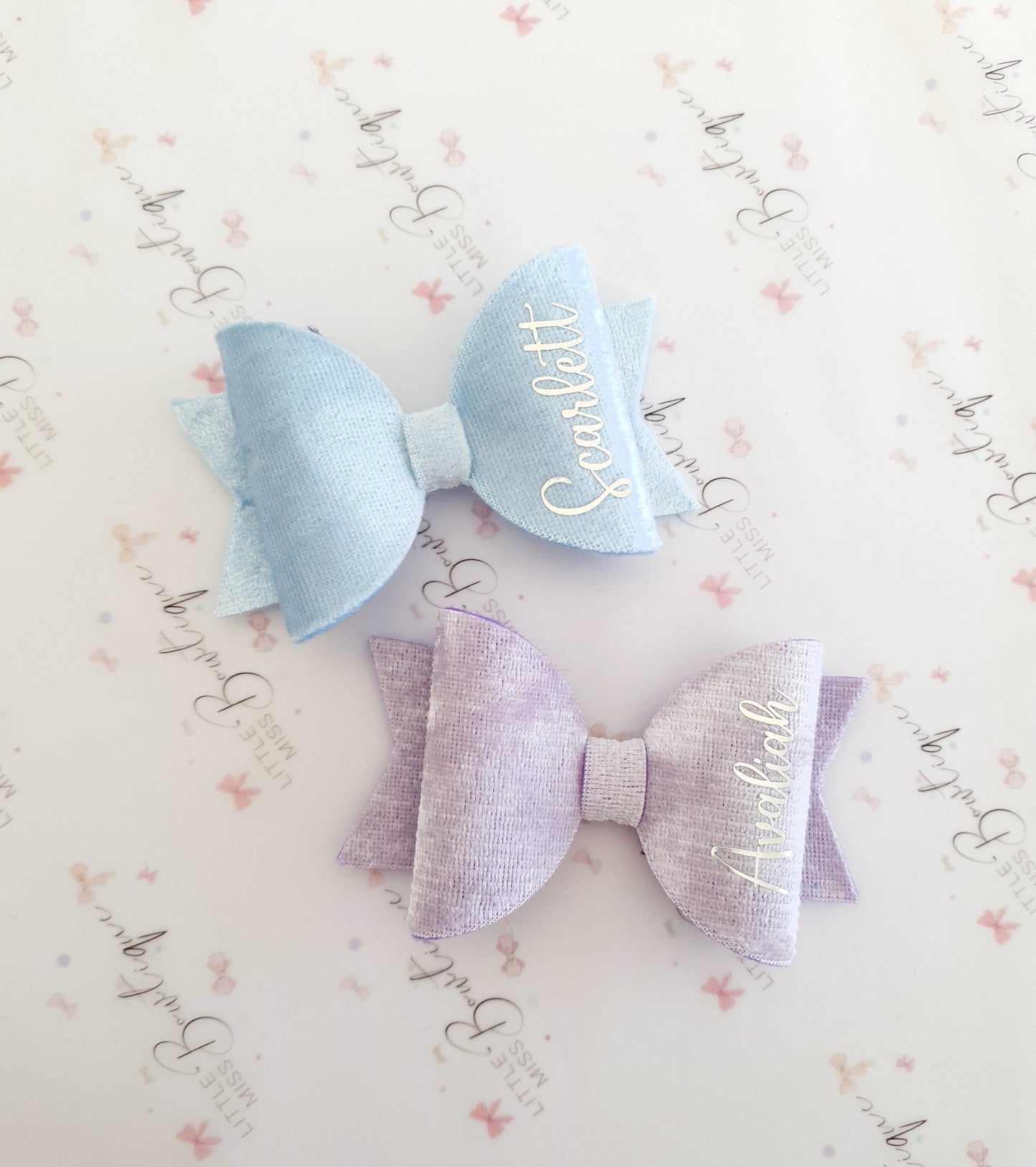 Purple/Blue Personalised Hair Bows