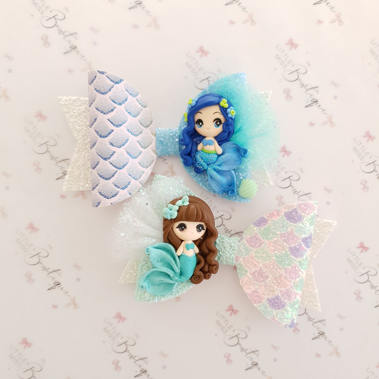 Blue/Teal Mermaid Bows