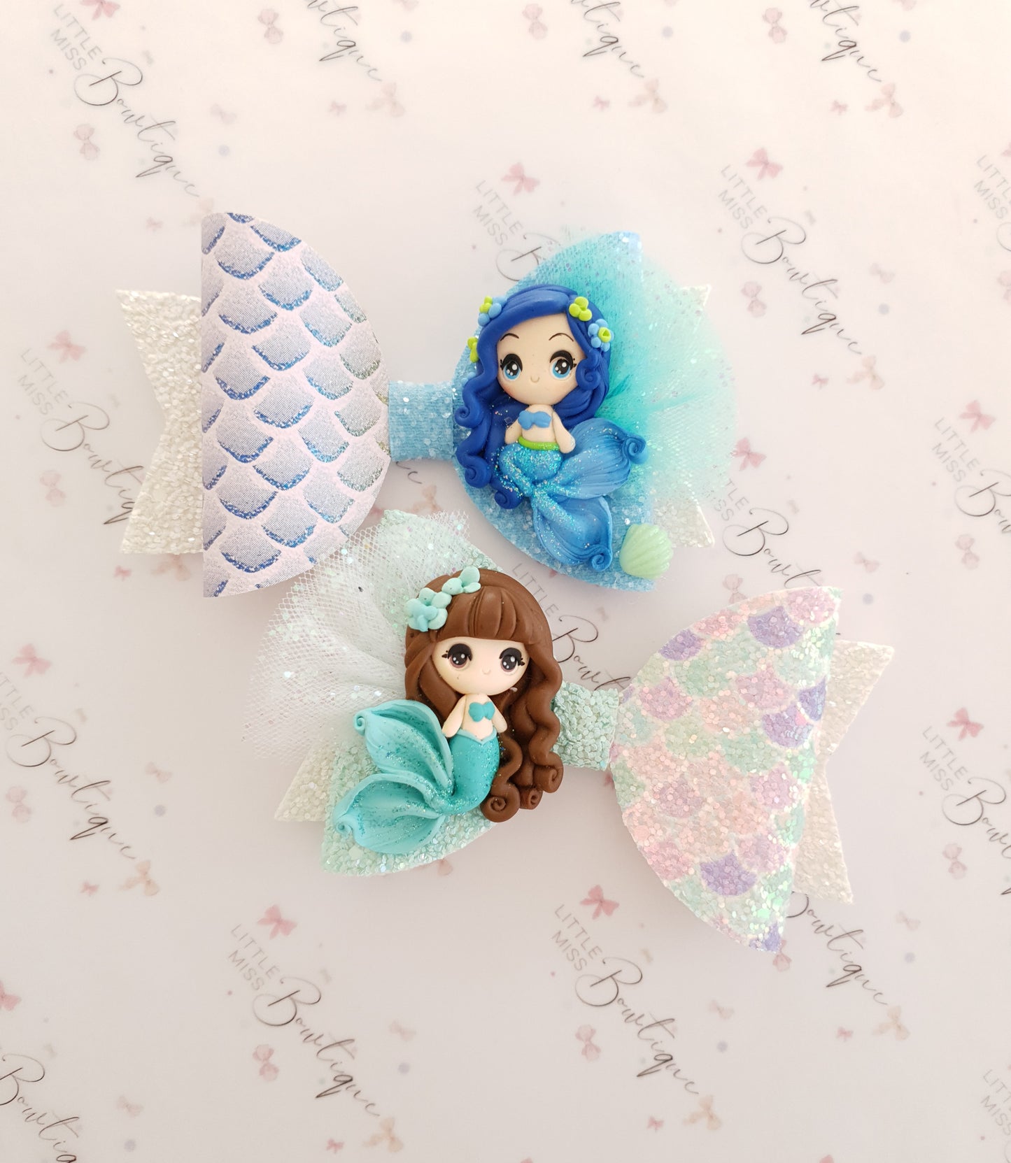 Blue/Teal Mermaid Bows