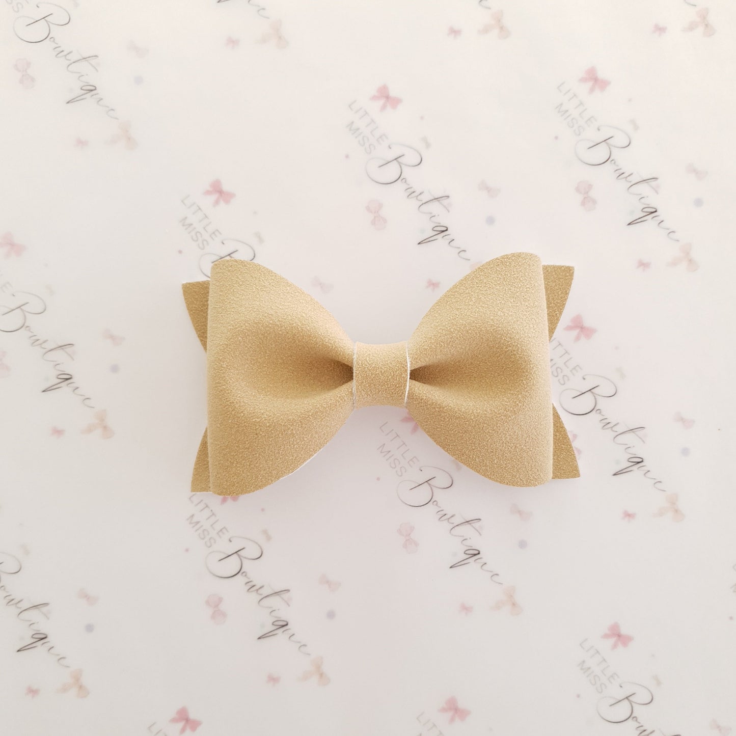Fawn and White Suede Ivy  Bows