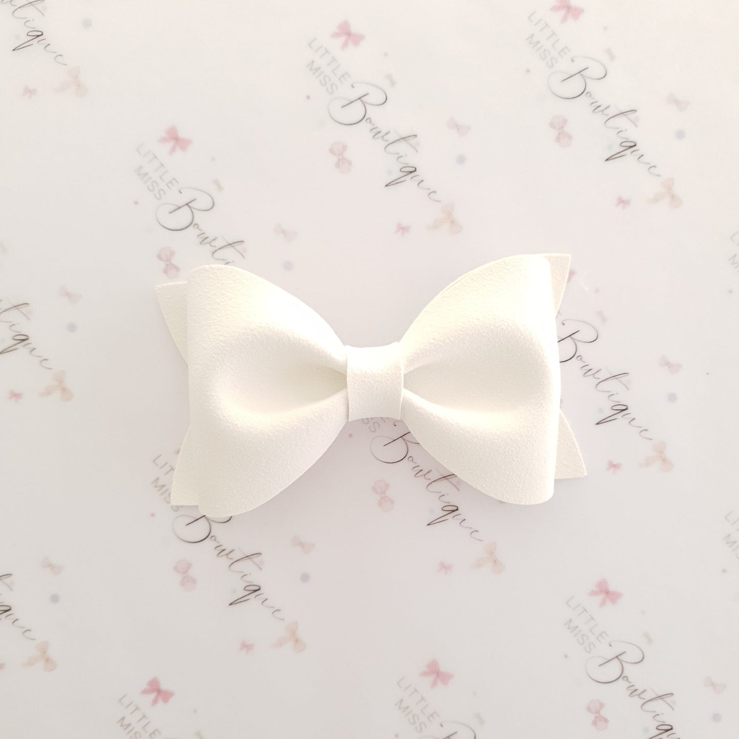 Fawn and White Suede Ivy  Bows