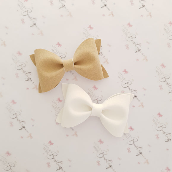 Fawn and White Suede Ivy  Bows