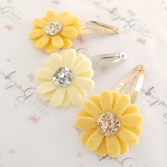 Yellow Daisy Snap Clips