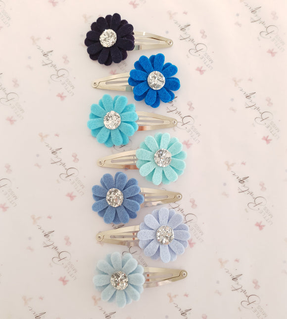 Blue Daisy Snap Clips