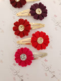 Maroon/Red Daisy Snap Clips