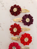 Maroon/Red Daisy Snap Clips