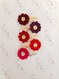 Maroon/Red Daisy Snap Clips