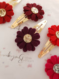Maroon/Red Daisy Snap Clips