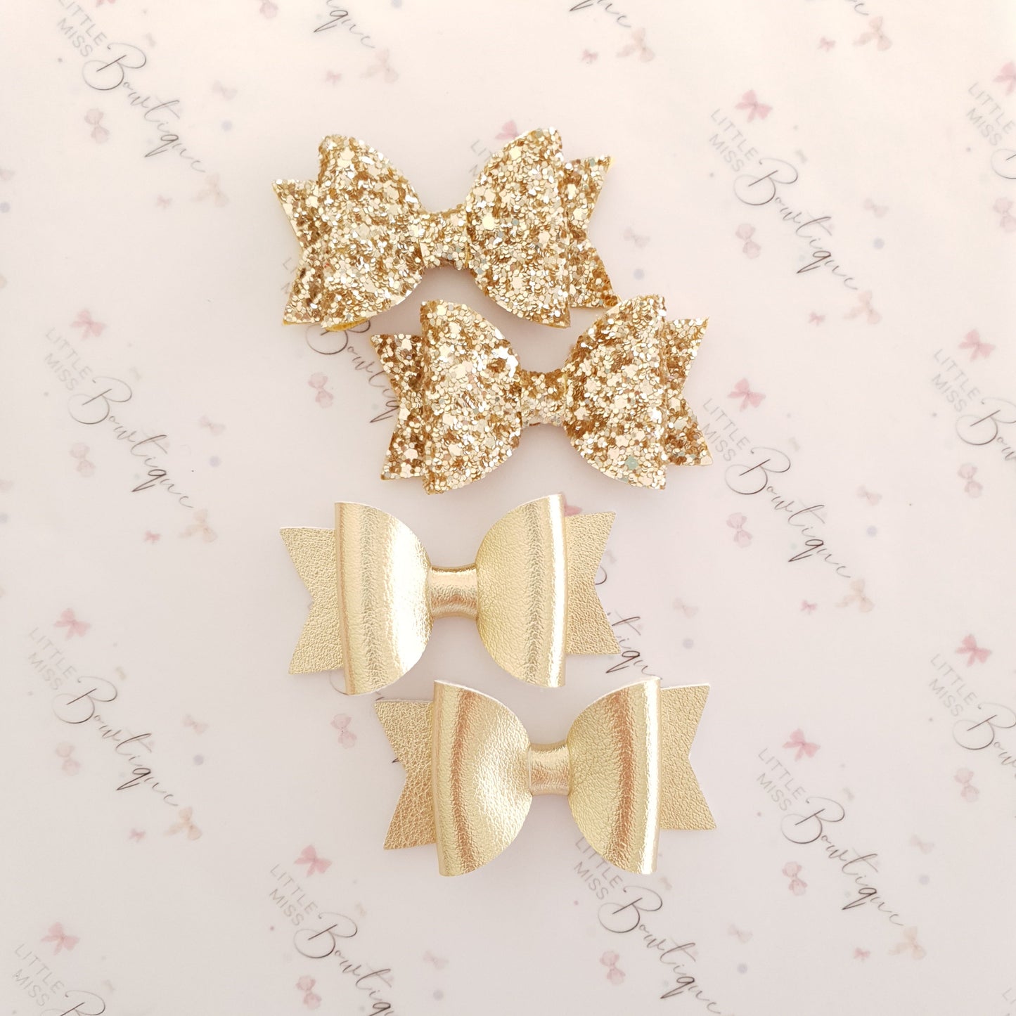 Faux Leather and Glitter Pigtail Bows (44 colours)