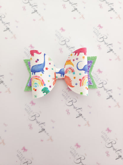 Rainbow Dinosaur Bows