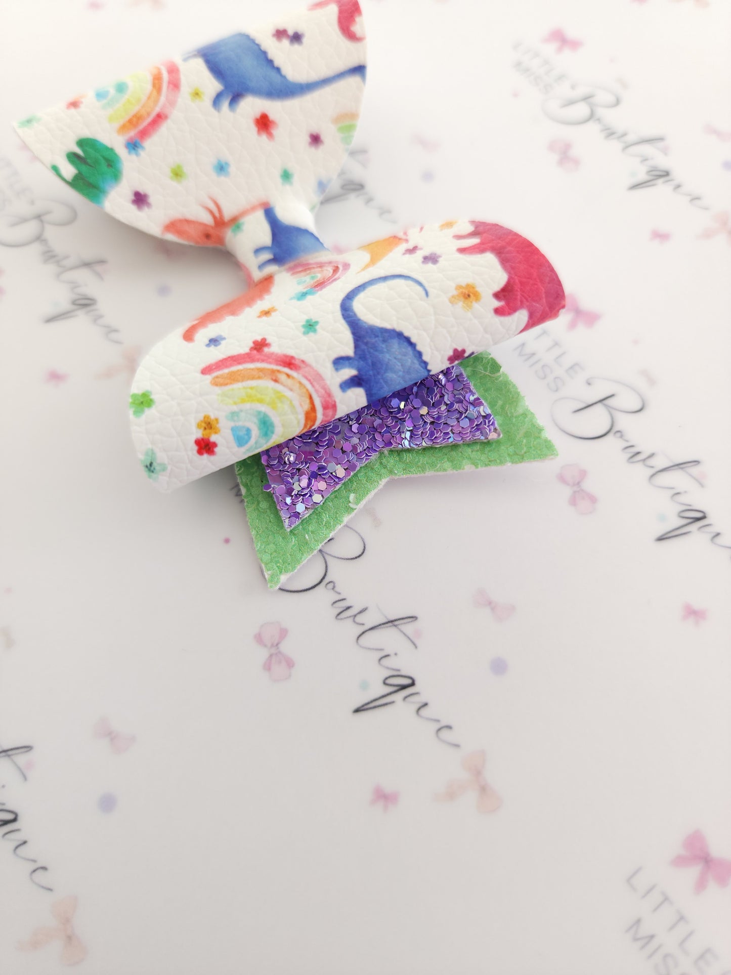 Rainbow Dinosaur Bows