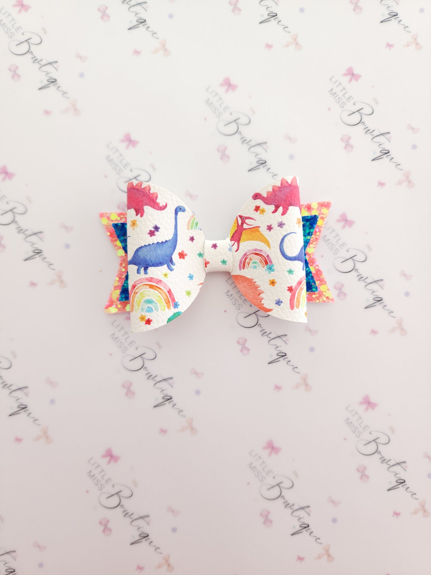 Rainbow Dinosaur Bows