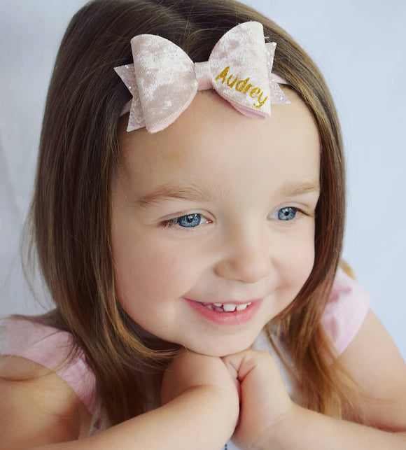 Pink Velvet Personalised Bow
