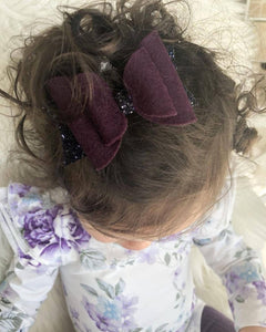 Plum Merino Wool Felt Bow