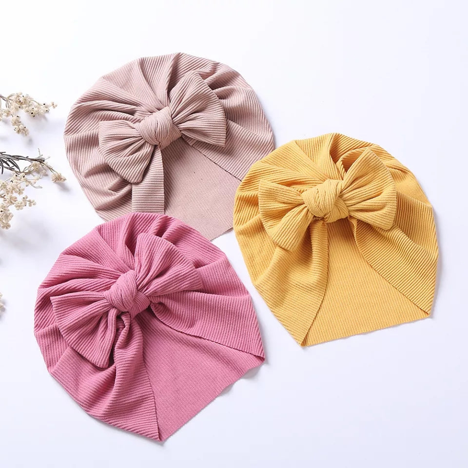 Ribbed Bow Baby Turban (8 colours)