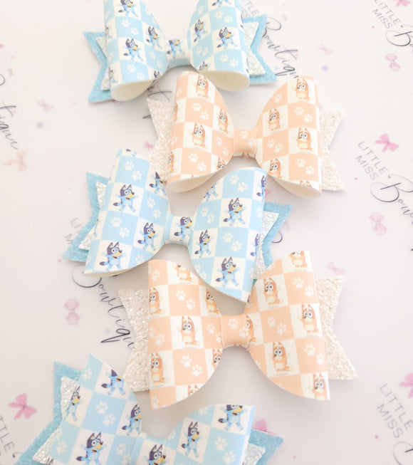 Checkered Bluey/Bingo Bows