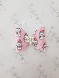 Christmas bow, christmas hair clip, snowman bow, winter bow, snowflake bow