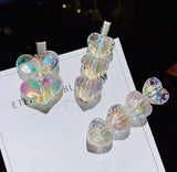 Iridescent Hearts Fringe Clips