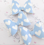 Pastel Hearts Leatherette Bow