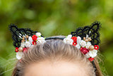 Black/Red Floral Cat Ears