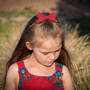 Deep Red Suede Ivy  Bow