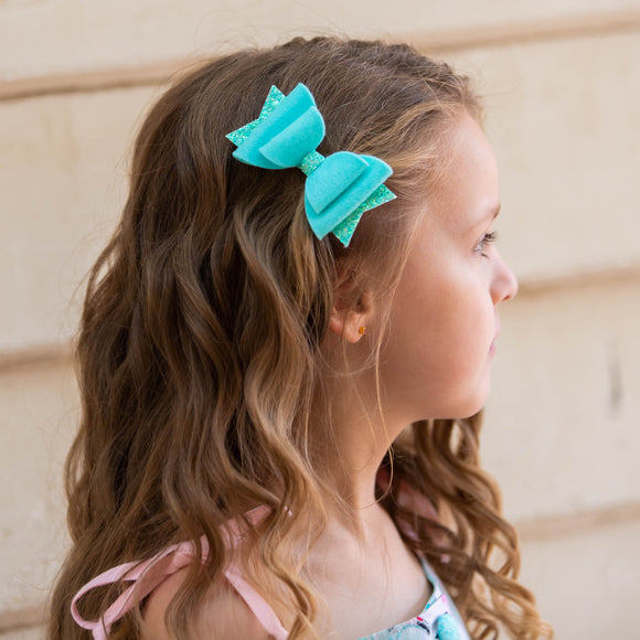 Mint Merino Wool Felt Bow